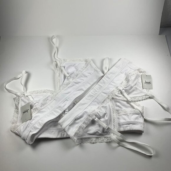 Jenni Women's 3-Pack On Repeat Wide Lace Trim White Pullover Bralette Size L NWT - Picture 7 of 9
